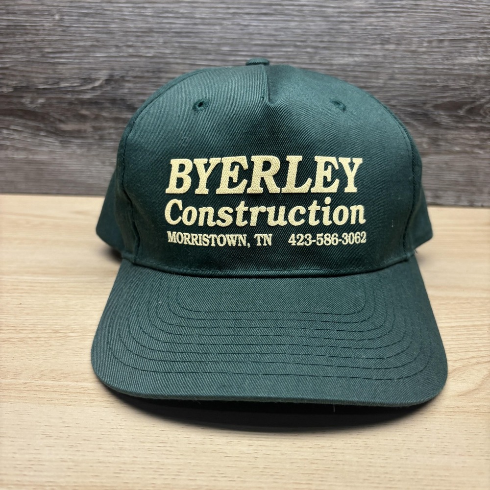 Byerley Construction Hat Cap Snap Back Green Advertising Morristown Tenessee